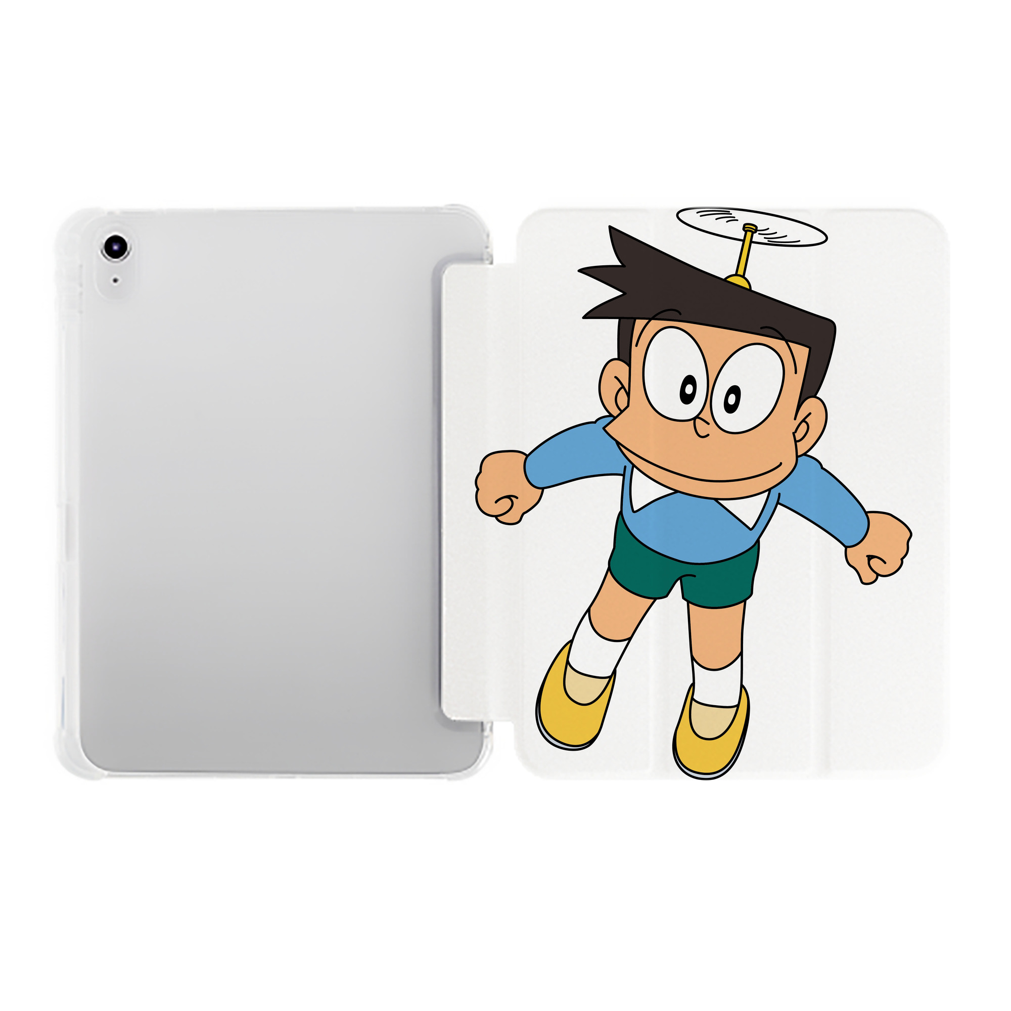 （画像用） ドラえもん 骨川 スネ夫 Doraemon Honekawa Suneo IPad ケース ペン収納付き 三つ折りスタンド PUレザー×シリコン 対応機種9.5/10.5/10.9インチ